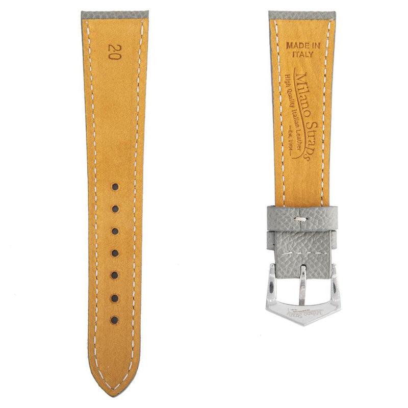 Grey Hammered Calfskin Ecru Stitches Watch strap