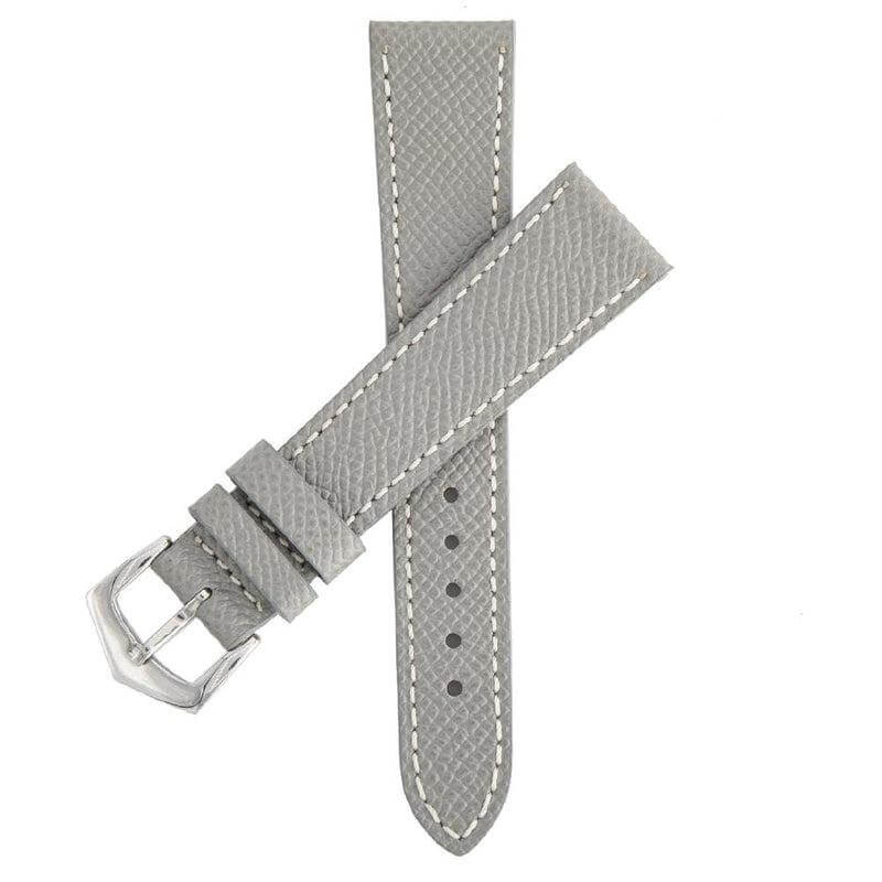 Grey Hammered Calfskin Ecru Stitches Watch strap