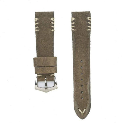 Grey Vintage Suede Tribal Stitches Watch Strap