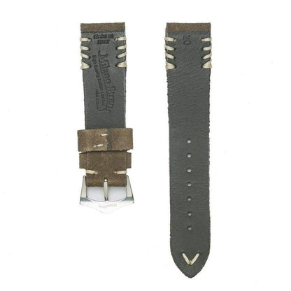 Grey Vintage Suede Tribal Stitches Watch Strap