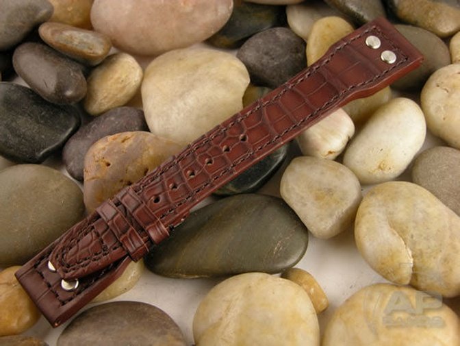 Capolavoro Chocolate Brown Alligator Leather Strap For IWC Big Pilot