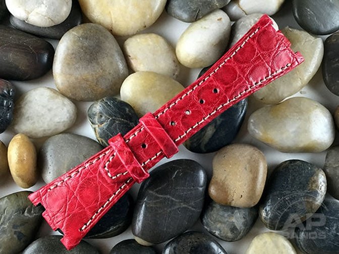 Illustre Fire Engine Red Crocodile Leather Strap For Audemars Piguet Royal Oak Offshore