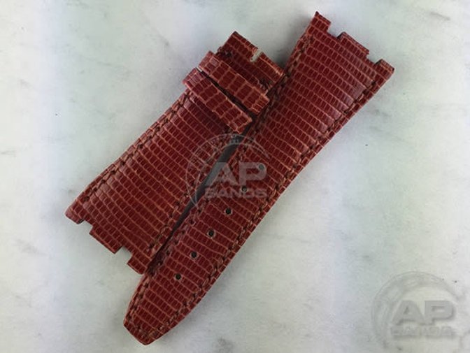 Lucertole Shiny Rust Lizard Leather Strap For Audemars Piguet Royal Oak Offshore