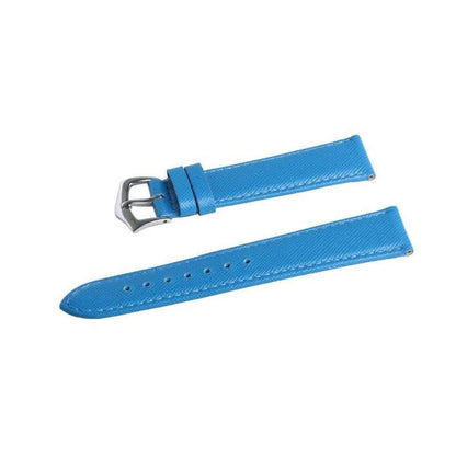 Light Blue Saffiano Folded Edge Blue Stitches Watch Strap