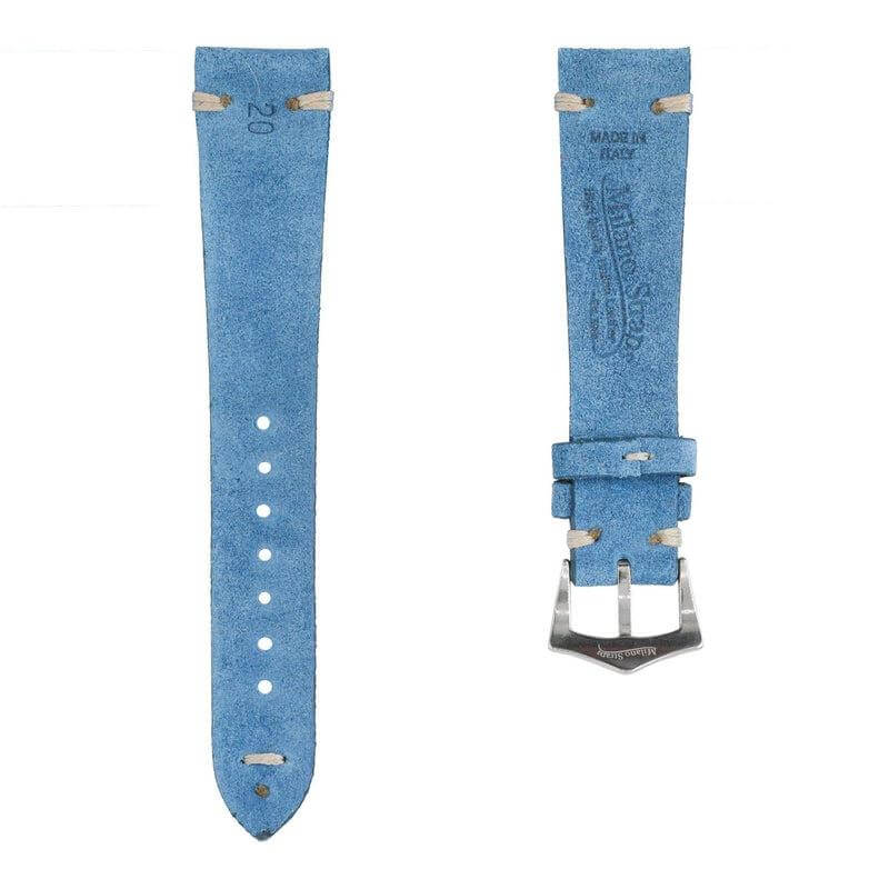 Light Blue Suede Vintage Leather Watch Strap