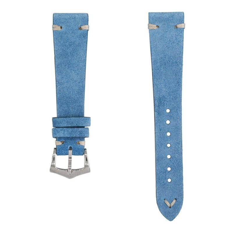 Light Blue Suede Vintage Leather Watch Strap