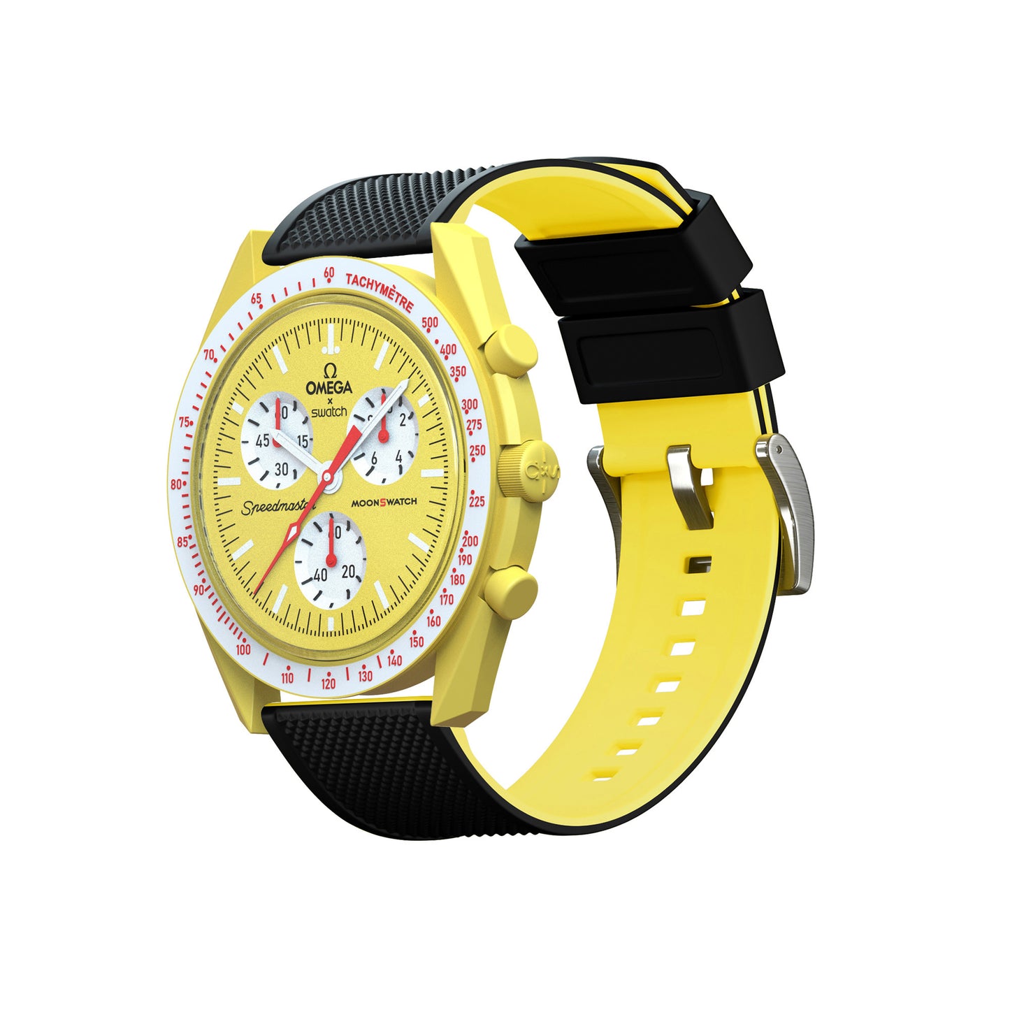 Omega Moonswatch Elite Silicone Black Top Yellow Bottom Watch Band