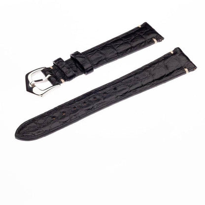 Matt Black Alligator Minimal Stitches Watch Strap