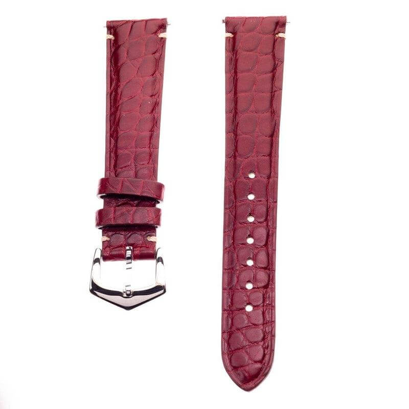 Matt Burgundy Alligator Minimal Stitches Watch Strap