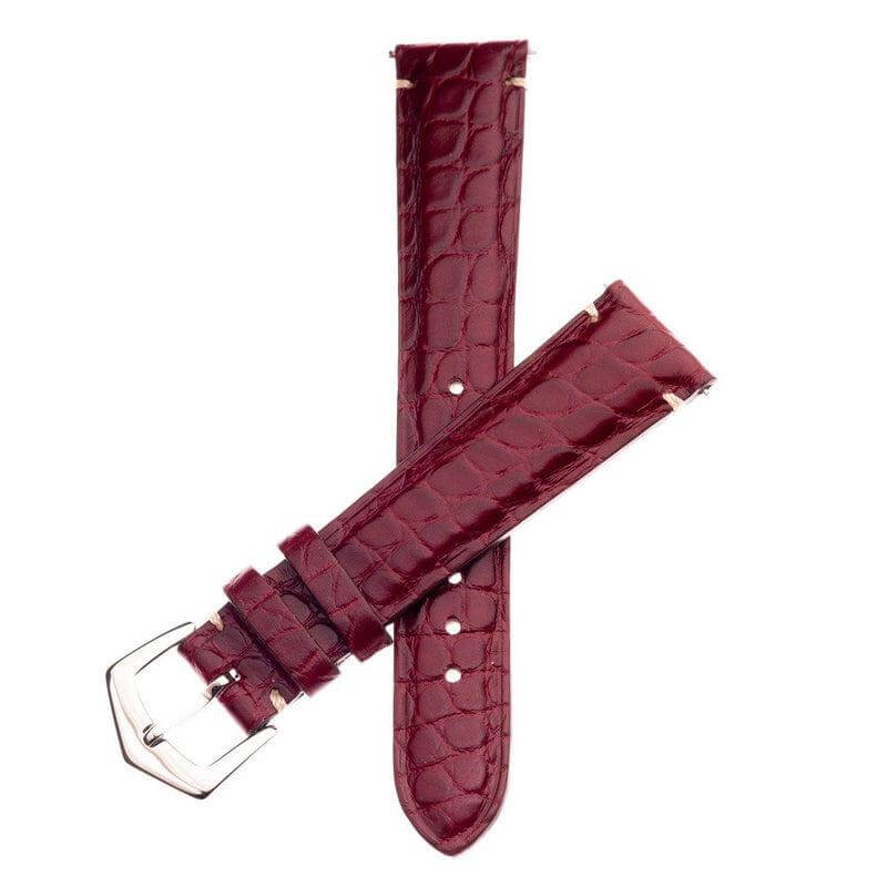 Matt Burgundy Alligator Minimal Stitches Watch Strap