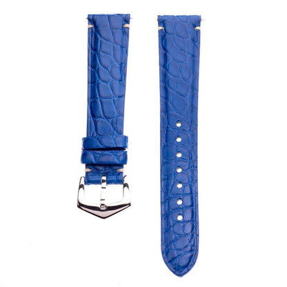 Matt Light Blue Alligator Minimal Stitches Watch Strap