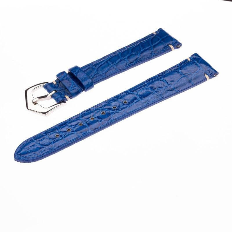 Matt Light Blue Alligator Minimal Stitches Watch Strap