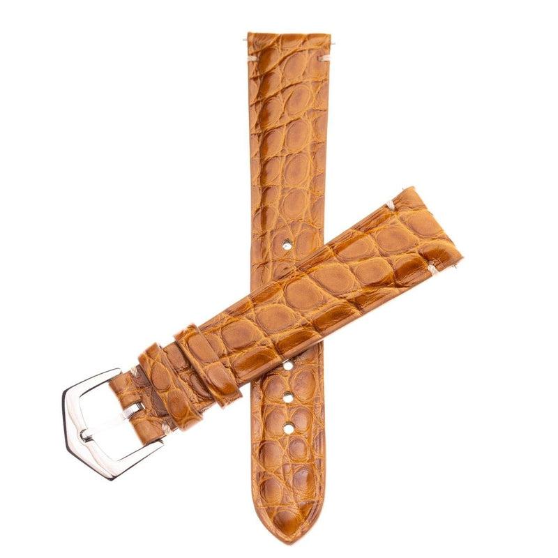 Millenium Cognac Alligator Minimal Stitches Watch Strap