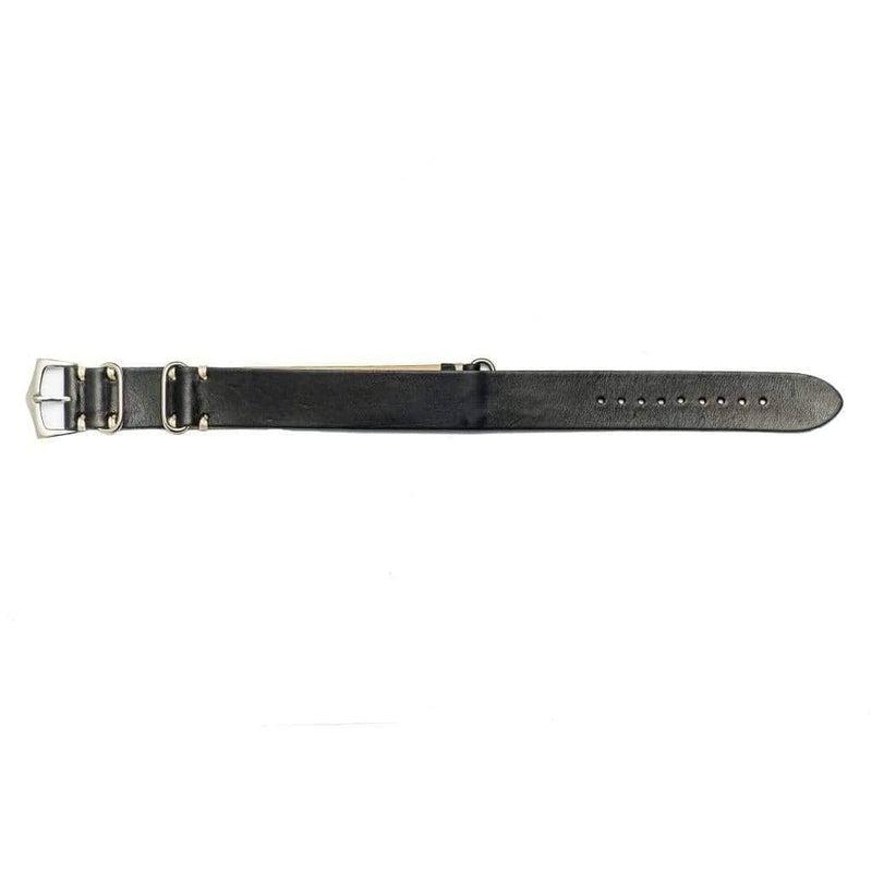 Military Leather  Black Italian Leather Strap