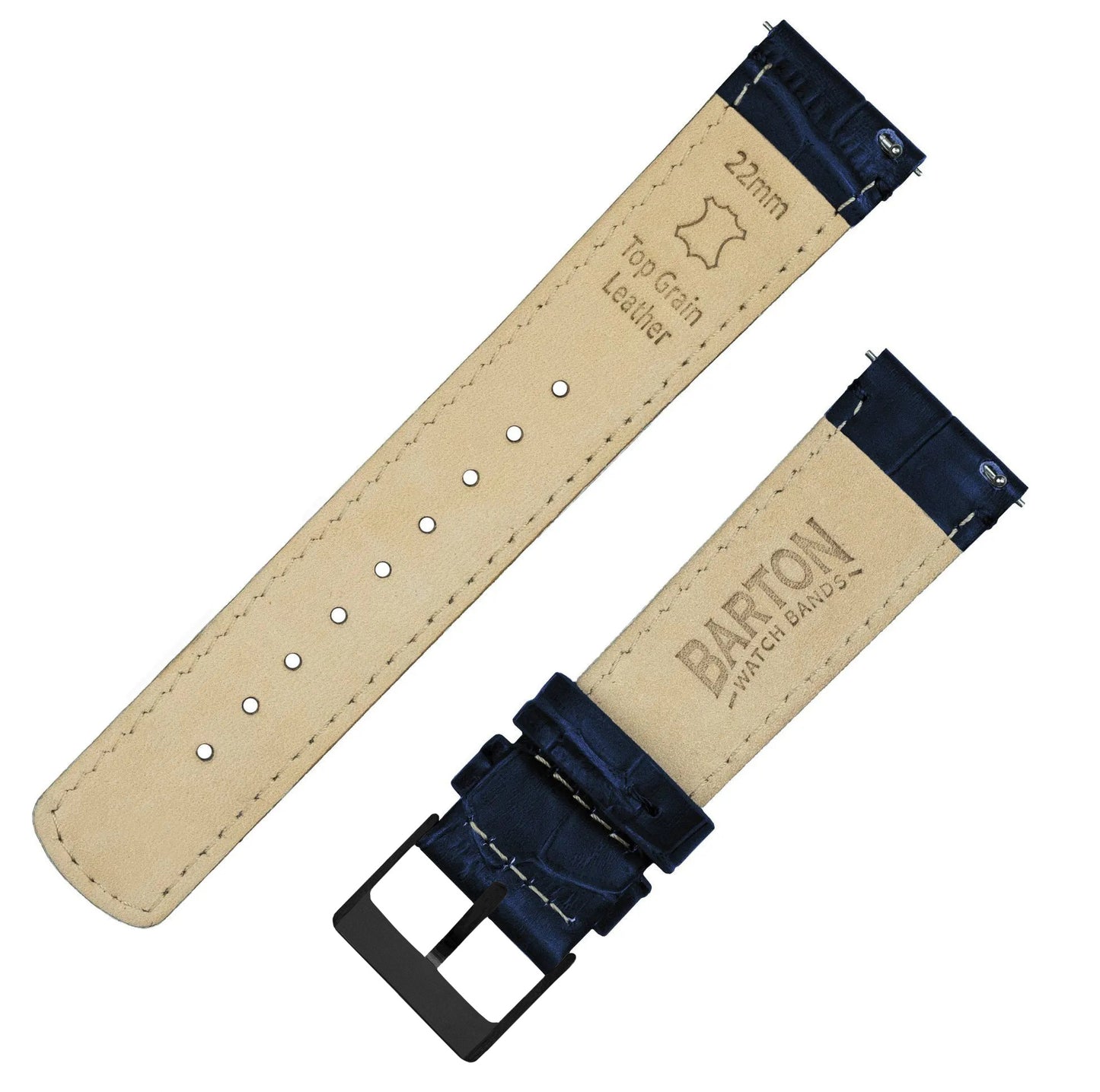 Navy Blue Alligator Grain Leather Watch Band