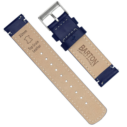 Omega Moonswatch Navy Blue Leather White Stitching Watch Band