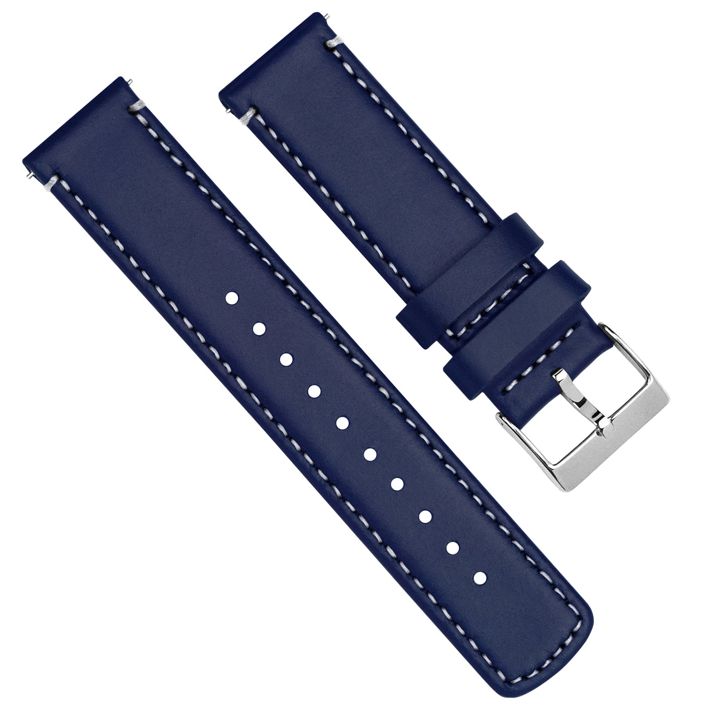 Omega Moonswatch Navy Blue Leather White Stitching Watch Band