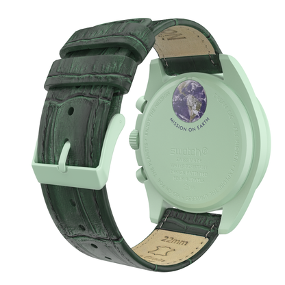 Omega Moonswatch Forest Green Alligator Grain Leather Watch Band