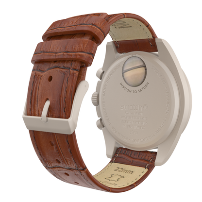 Omega Moonswatch Toffee Brown Alligator Grain Leather Watch Band