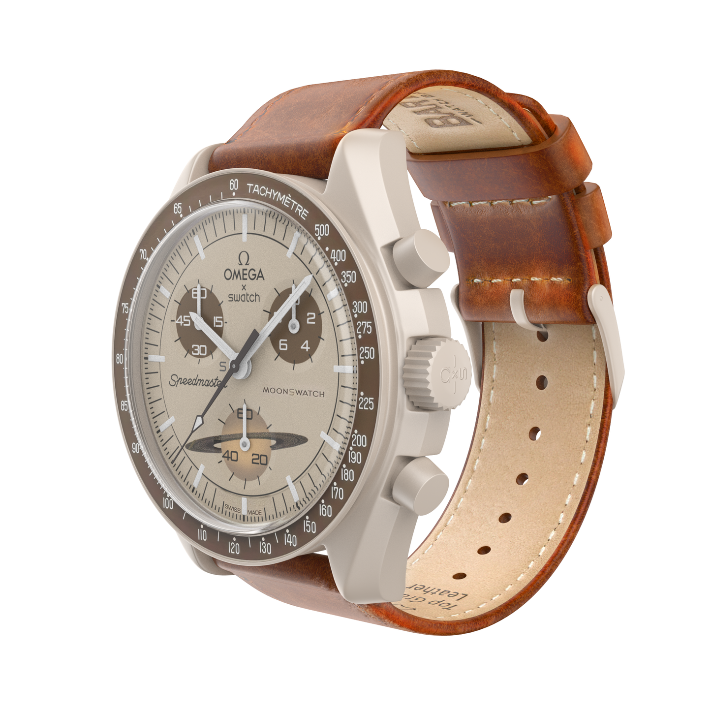 Omega Moonswatch Weathered Brown Leather Watch Band