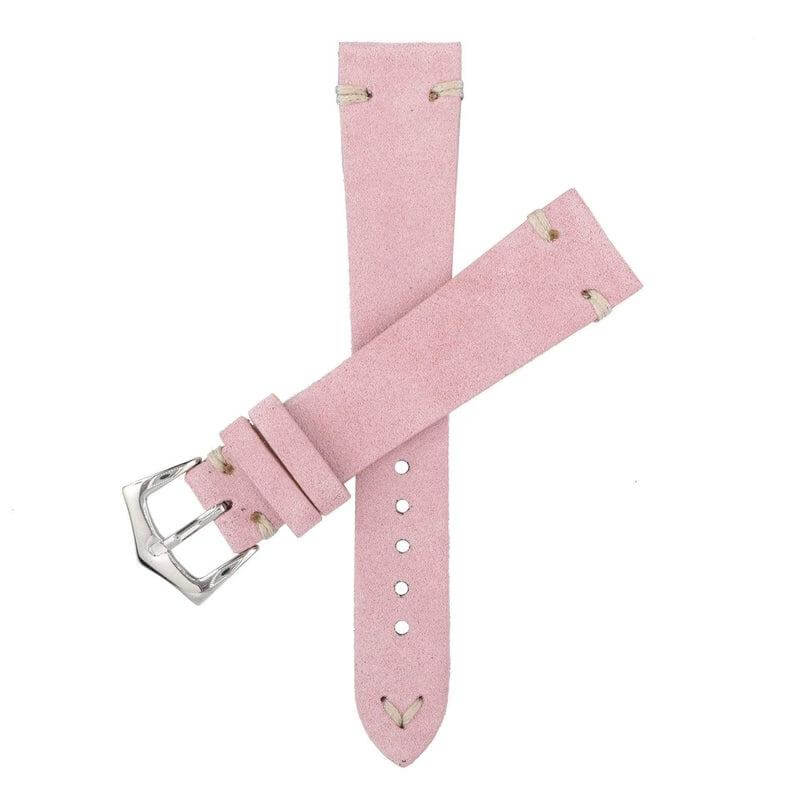 Pink Suede Vintage Leather Watch Strap