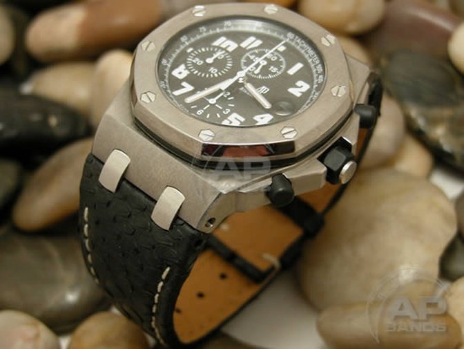 Pitone Black Python Leather Strap For Audemars Piguet Royal Oak Offshore