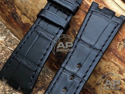 AP Bands Black Alligator Leather Strap For Audemars Piguet Royal Oak 36mm 14790 25730 25594