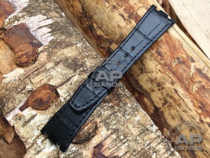 AP Bands Black Alligator Leather Strap For Audemars Piguet Royal Oak 36mm 14790 25730 25594