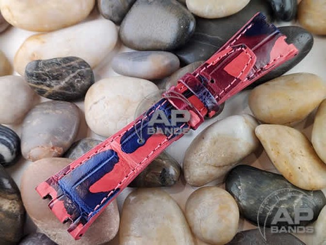 Capolavoro Camo Red Blue Alligator Leather Strap For Audemars Piguet Royal Oak 39mm 41mm 15400 26300