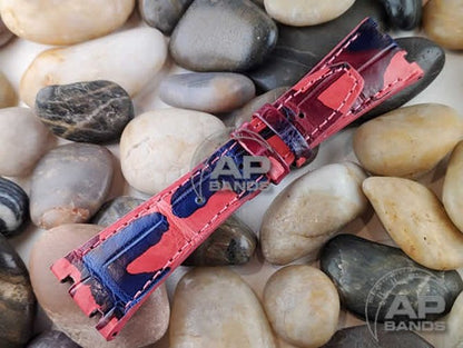 Capolavoro Camo Red Blue Alligator Leather Strap For Audemars Piguet Royal Oak 39mm 41mm 15400 26300