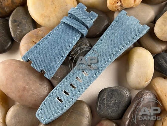 AP Bands Light Blue Denim Strap For Audemars Piguet Royal Oak Offshore 42mm 26470