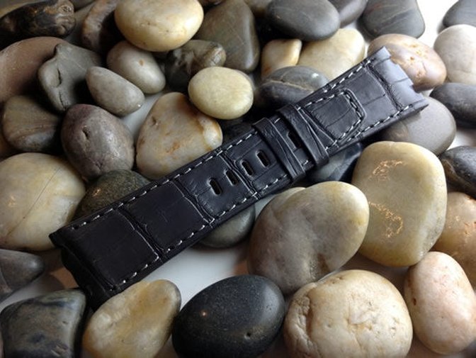 Capolavoro Charcoal Grey Alligator Leather Strap For Audemars Piguet Royal Oak Offshore 44mm Chronograph