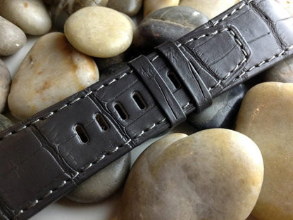 Capolavoro Charcoal Grey Alligator Leather Strap For Audemars Piguet Royal Oak Offshore 44mm Chronograph