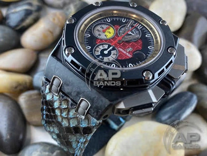 Pitone Blue Grey Python Leather Strap For Audemars Piguet Royal Oak Offshore 44mm Chronograph 26400