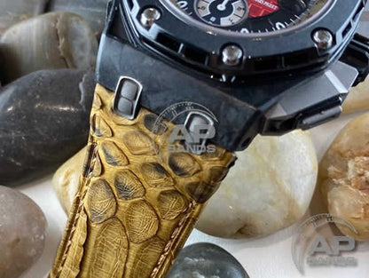 Pitone Gold Python Leather Strap For Audemars Piguet Royal Oak Offshore 44mm Chronograph 26400