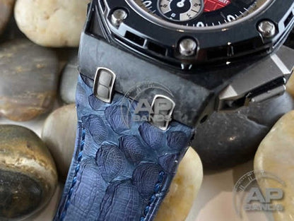 Pitone Blue Python Leather Strap For Audemars Piguet Royal Oak Offshore 44mm Chronograph 26400