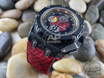 Pitone Red Python Leather Strap For Audemars Piguet Royal Oak Offshore 44mm Chronograph 26400