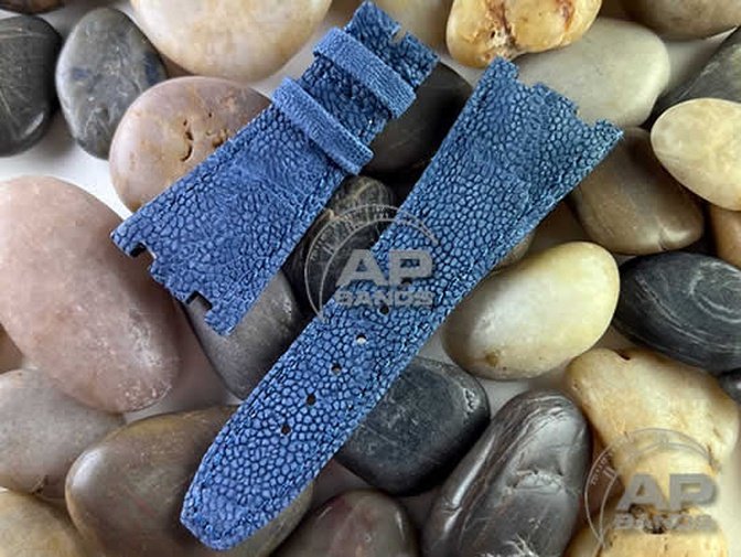 AP Bands Blue Elephant Leather Strap For Royal Oak Offshore 42mm 26170