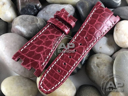 AP Bands Crimson Glazed Alligator Leather Strap For Audemars Piguet Royal Oak Offshore