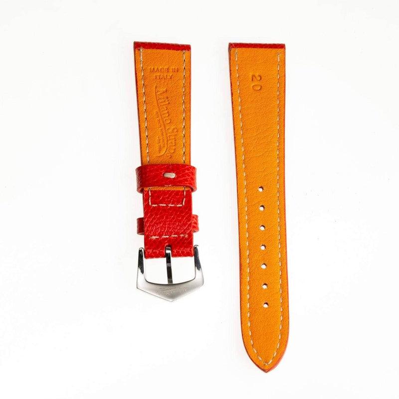 Red Hammered Calfskin Ecru Stitches Watch strap