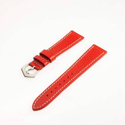 Red Hammered Calfskin Ecru Stitches Watch strap