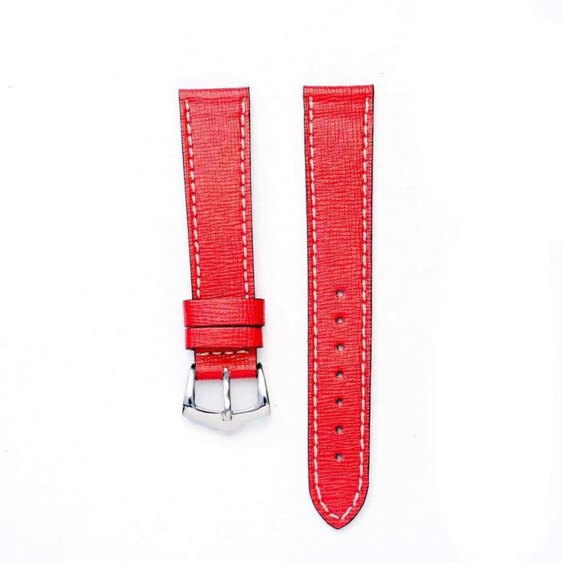 Red Saffiano leather Watch Strap