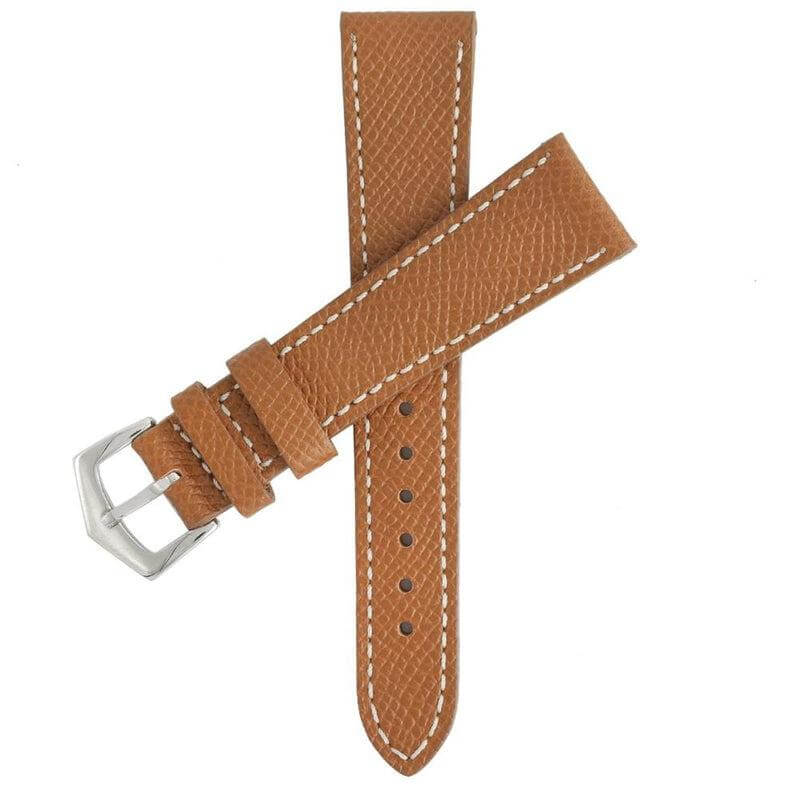 Tan Hammered Calfskin Ecru Stitches Watch strap