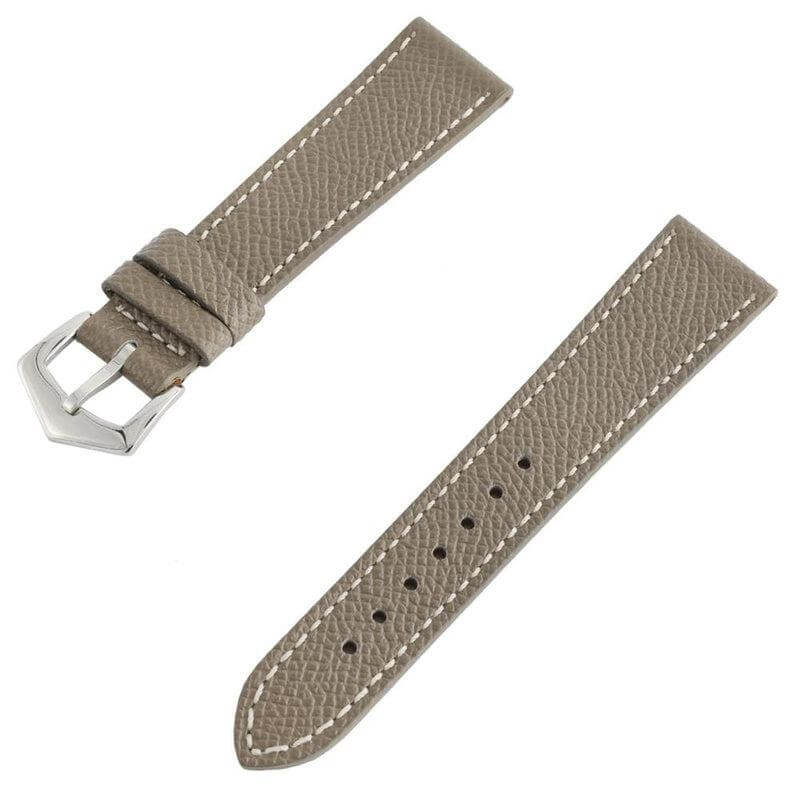 Taupe Hammered Calfskin Ecru Stitches Watch strap