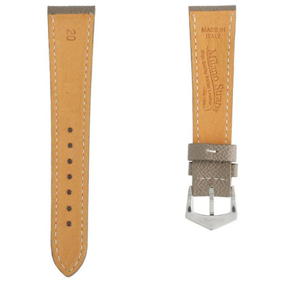 Taupe Hammered Calfskin Ecru Stitches Watch strap