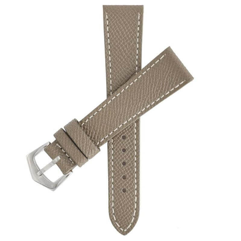 Taupe Hammered Calfskin Ecru Stitches Watch strap