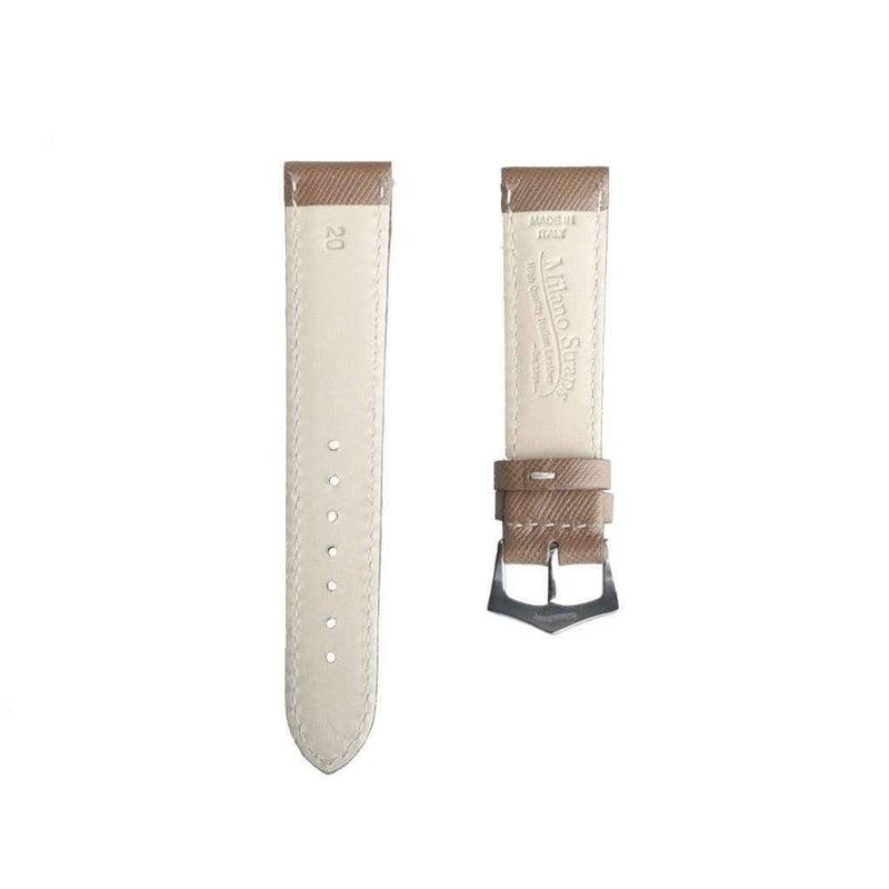 Taupe Saffiano Folded Edge Taupe Stitches Watch Strap