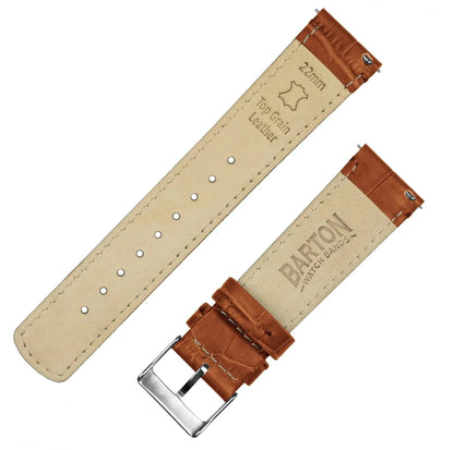 Toffee Brown Alligator Grain Leather Watch Band