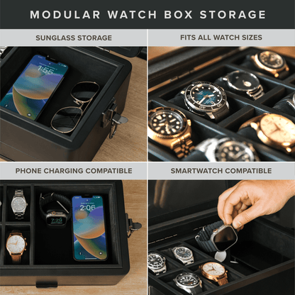 Black Edition Military Modular Watch Box - 10 Slot