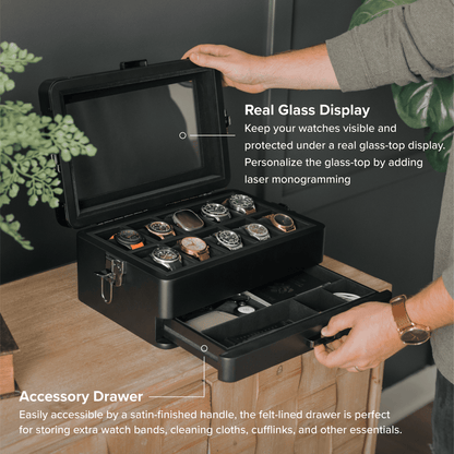 Black Edition Military Modular Watch Box - 10 Slot